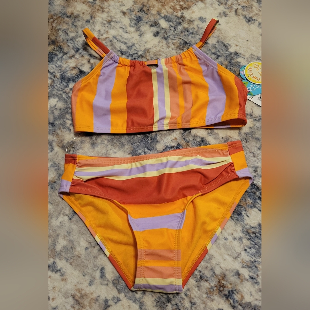 Vibrant Striped Kids Bikini Set